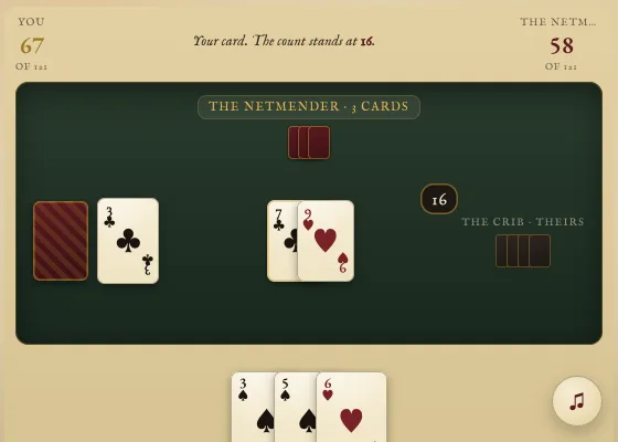 Cribbage in play