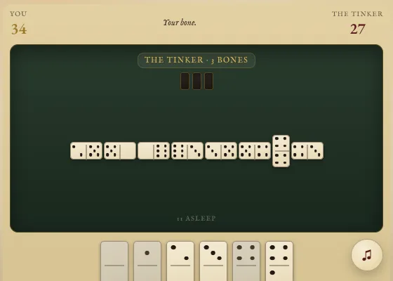 Dominoes in play