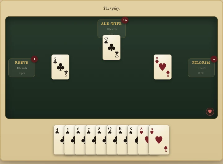 Hearts in play