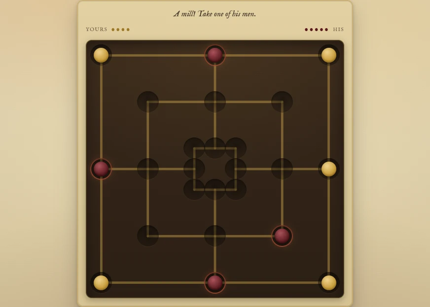 Nine Men's Morris in play